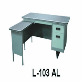 Meja Kantor Besi Dengan Laci + Meja Samping type L-103 AL